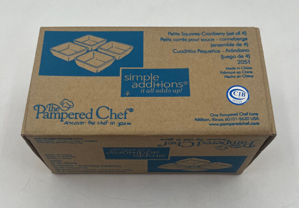 Pampered Chef Simple Additions Petite Squares Set of (4) Cranberry Color #2051 gallery