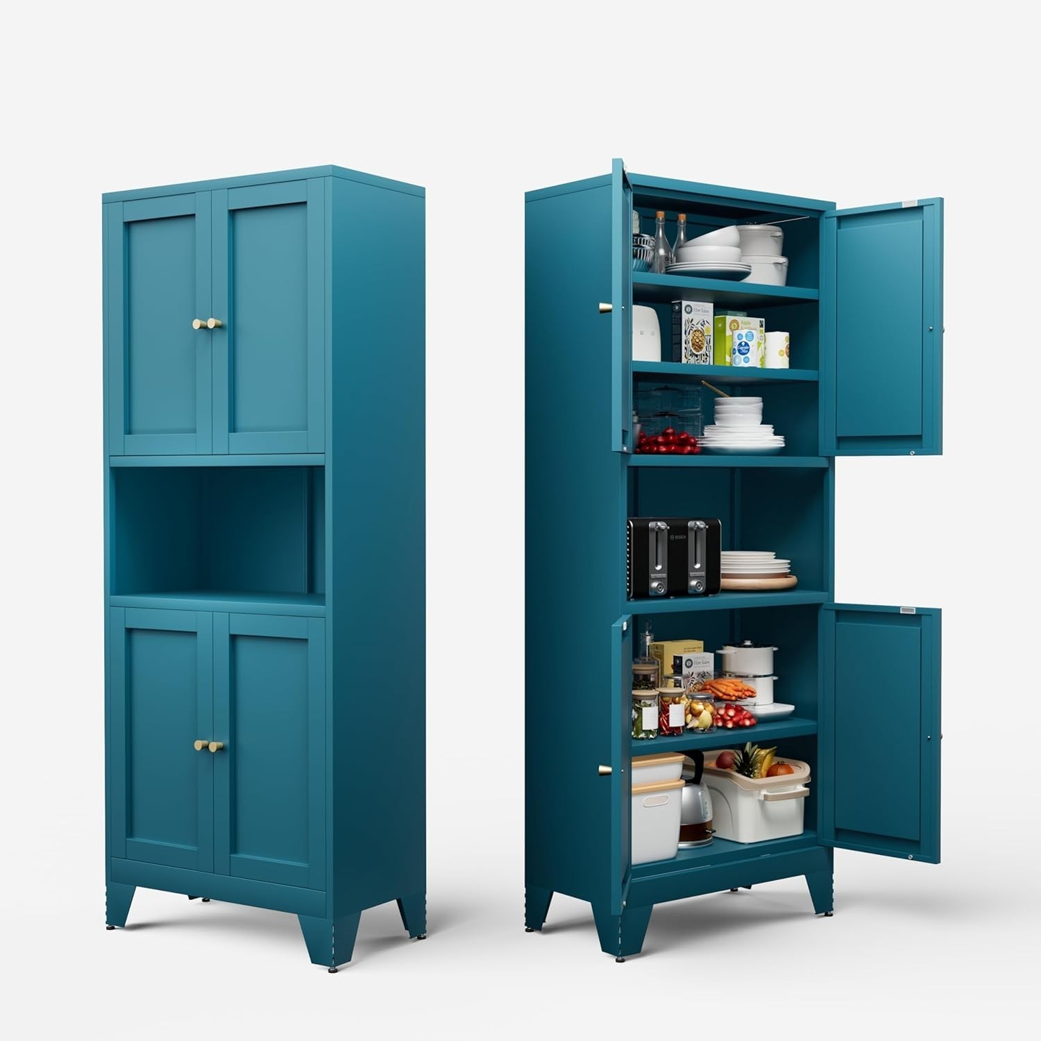 69" Metal Pantry Cabinet Kitchen Storage Microwave Stand with Storage Cabinet gallery