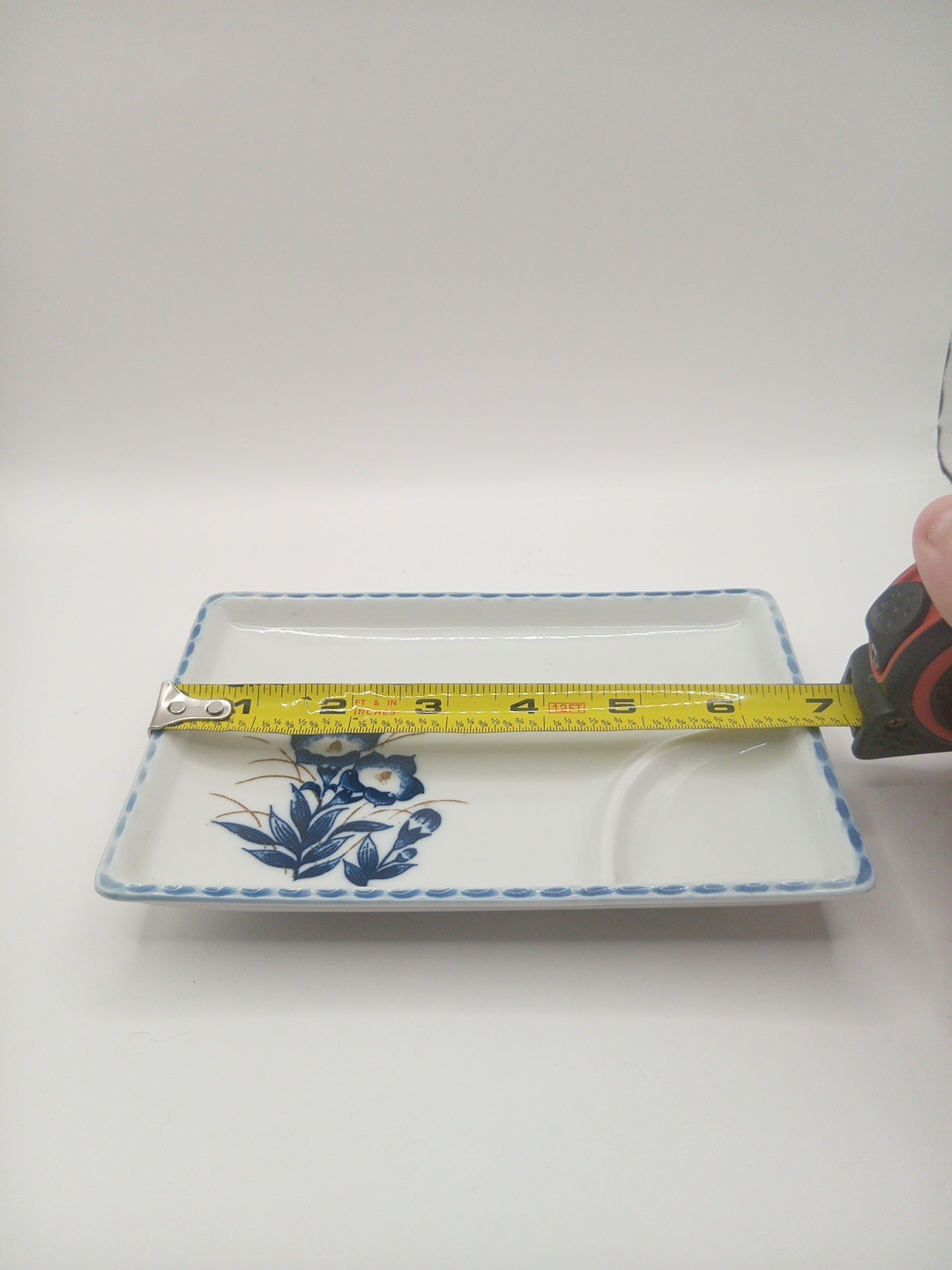 Asian 7inch Ceramic Sushi Serving Plate Or Side Dish Blue And White Flowers gallery