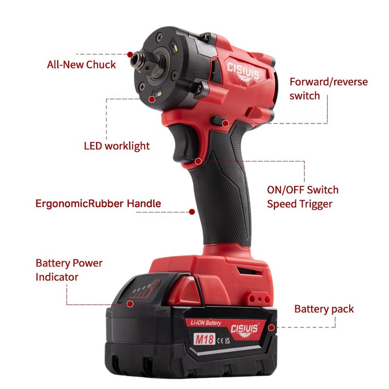 Electric Impact Wrench High Torque Impact Gun 1/2" Impact Wrench For Milwaukee gallery
