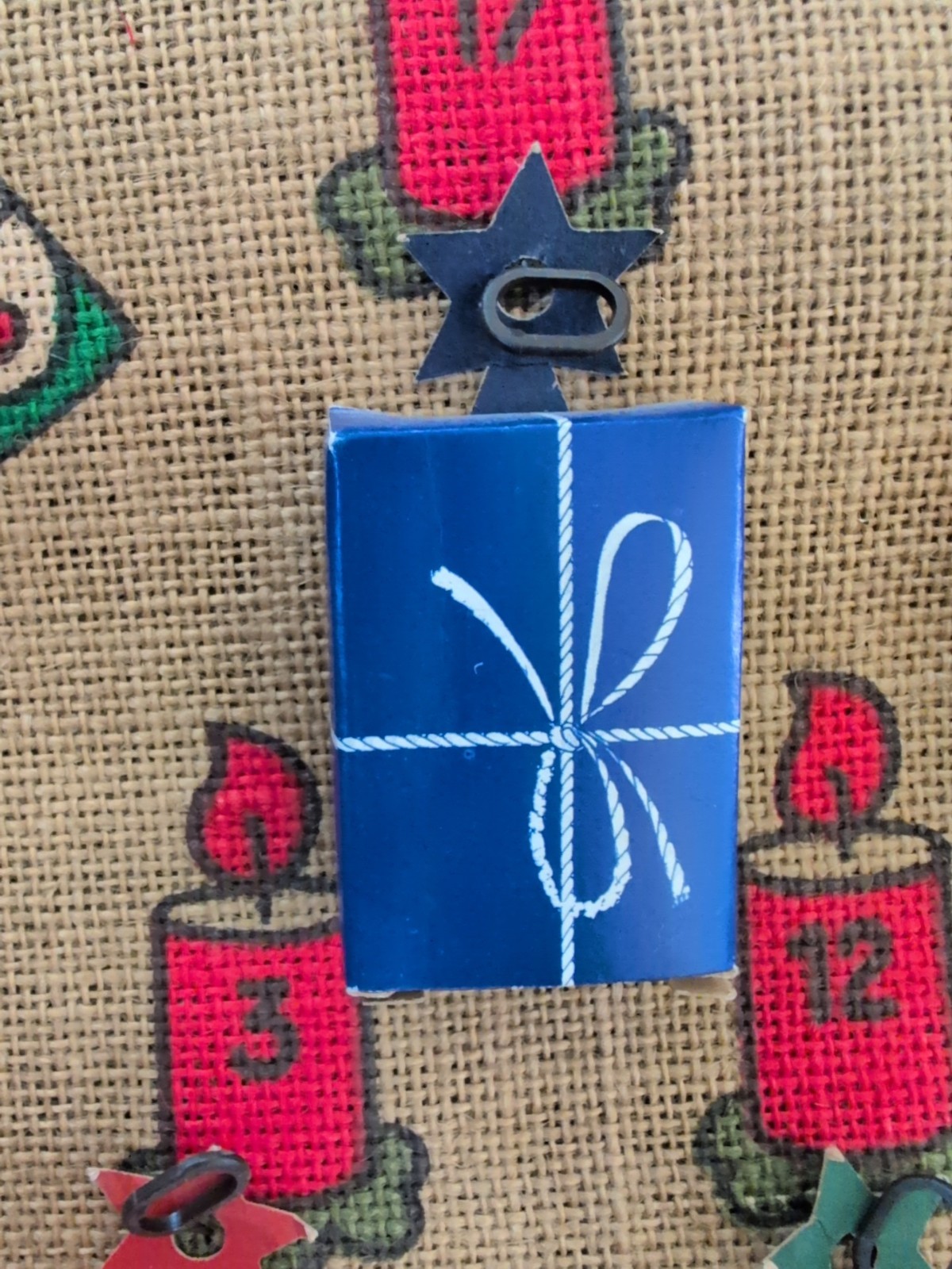 Vtg Scandinavian Style Burlap Jute Christmas Advent Calendar Hanging Tapestry gallery