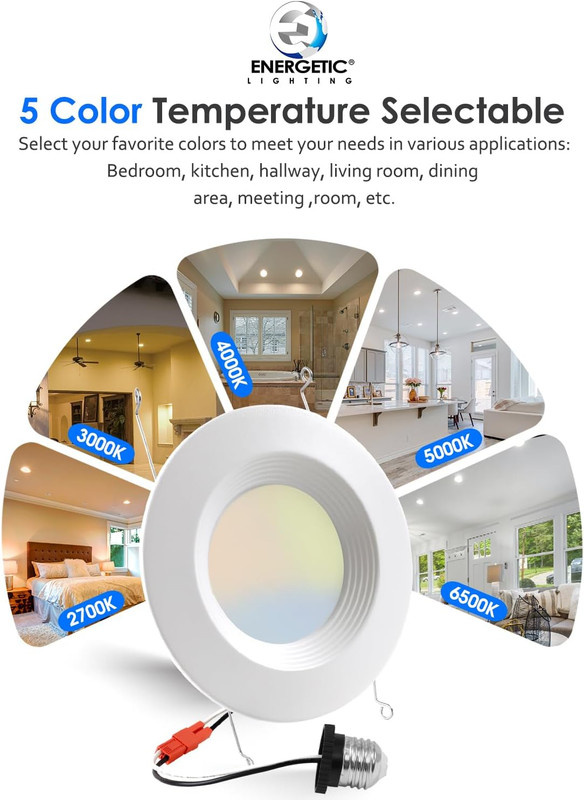 Energetic 12 Pack 5CCT Dimmable LED Recessed Lights, 1000LM, ETL & FCC Certified gallery