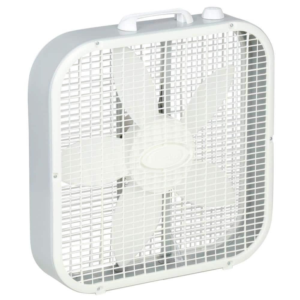 Lasko Energy Efficient 20 in. 3 Speed White Box Fan with Built-In Carry Handle gallery