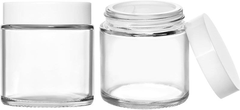 4Oz Small Glass Jars with White Lids, 2 Pack round Clear Glass Jars with Inner L gallery