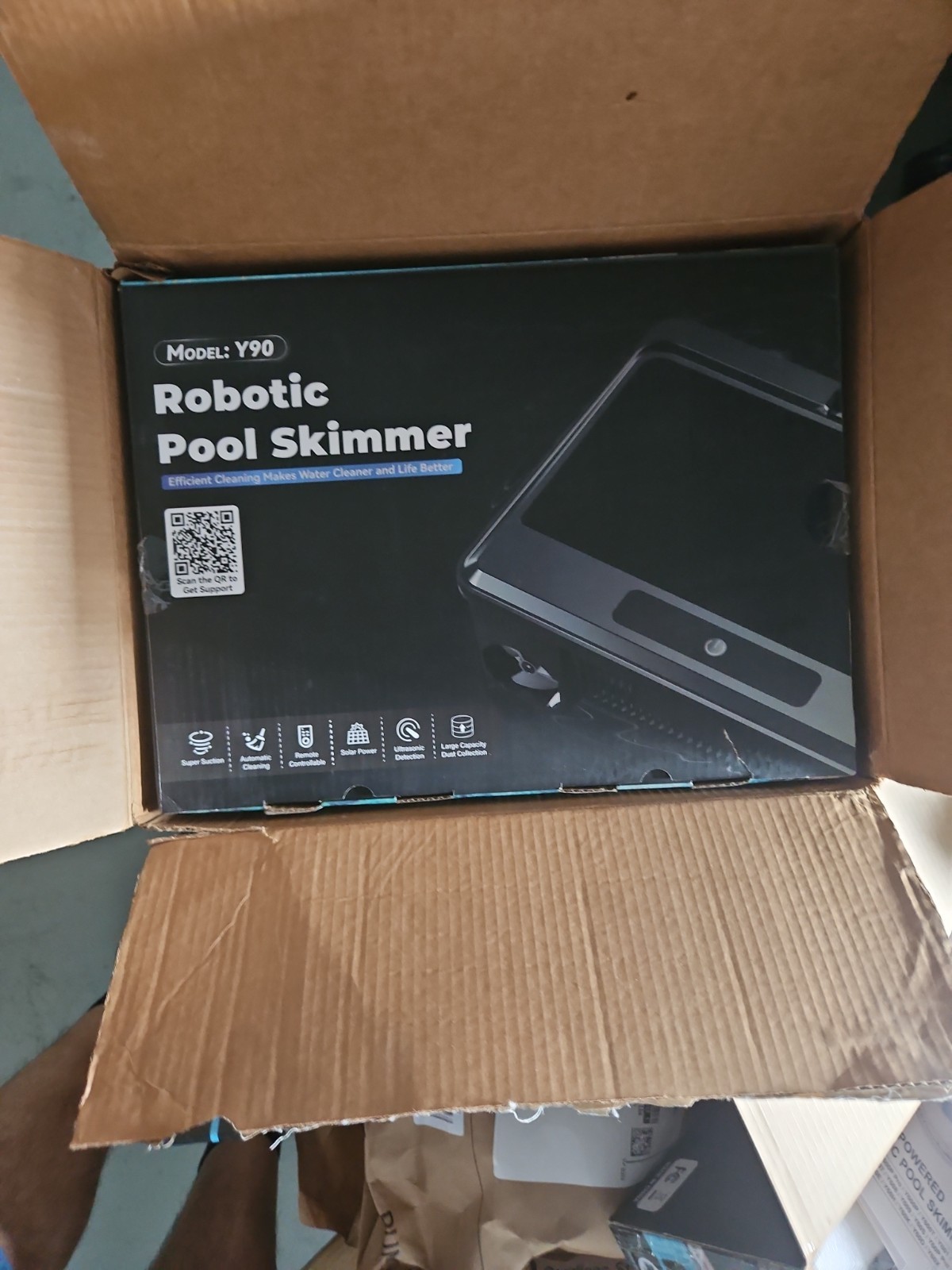 Robotic Pool Skimmer Y90 Solar Powered, Cordless Surface Cleaner w/ Remote Y90 gallery