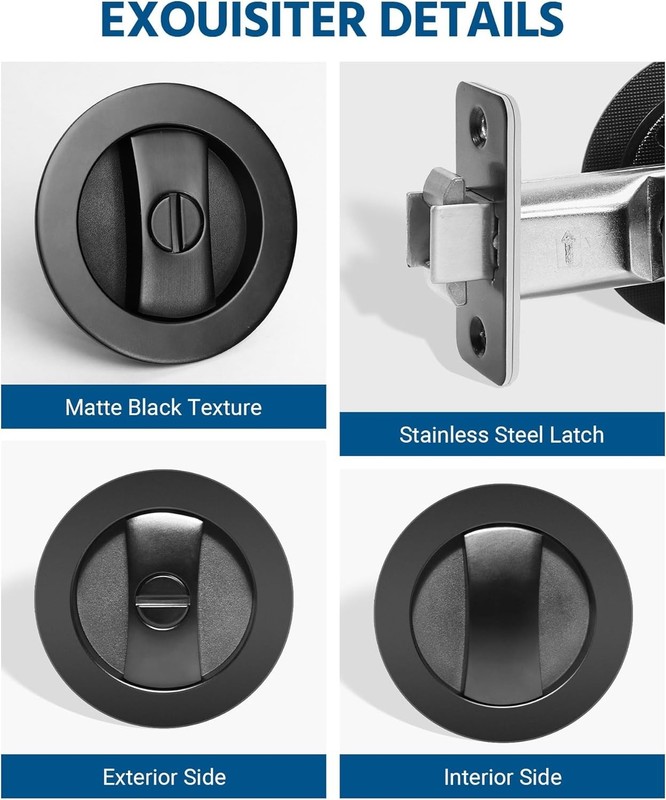 1PC-Embedded Folding Pocket Door Lock with Adjustable Latch for 2-3/8" Backset gallery