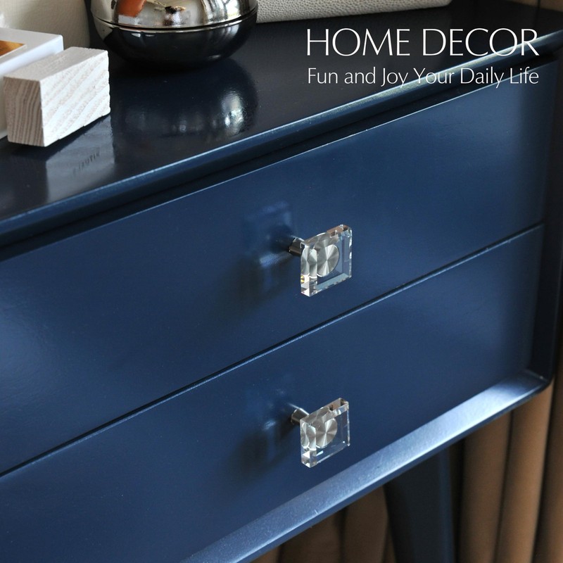 6 Pack Glass Crystal Knobs Brushed Nickel Drawer Pull Cabinet Handle for Dres... gallery