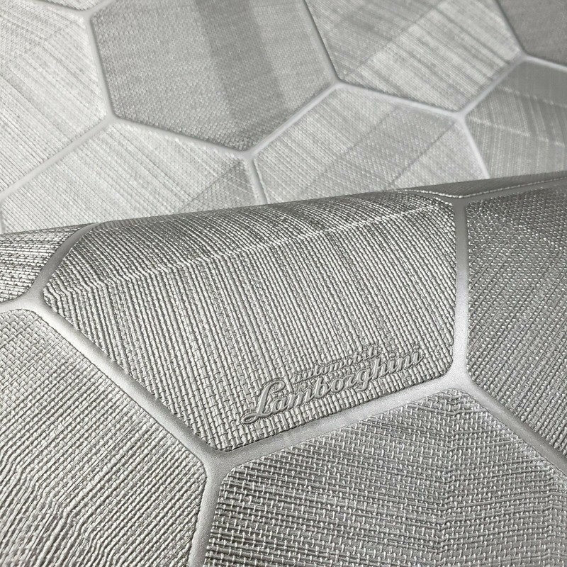 Lamborghini Hexagon gray silver metallic fabric textured Wallpaper Geometric 3D gallery