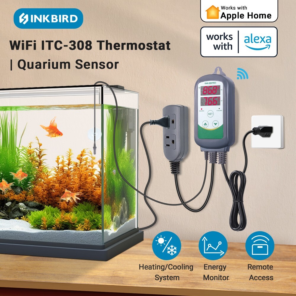 INKBIRD Temperature Controller WiFi ITC-308 Aquarium Fish Tanks Heating Cooling gallery