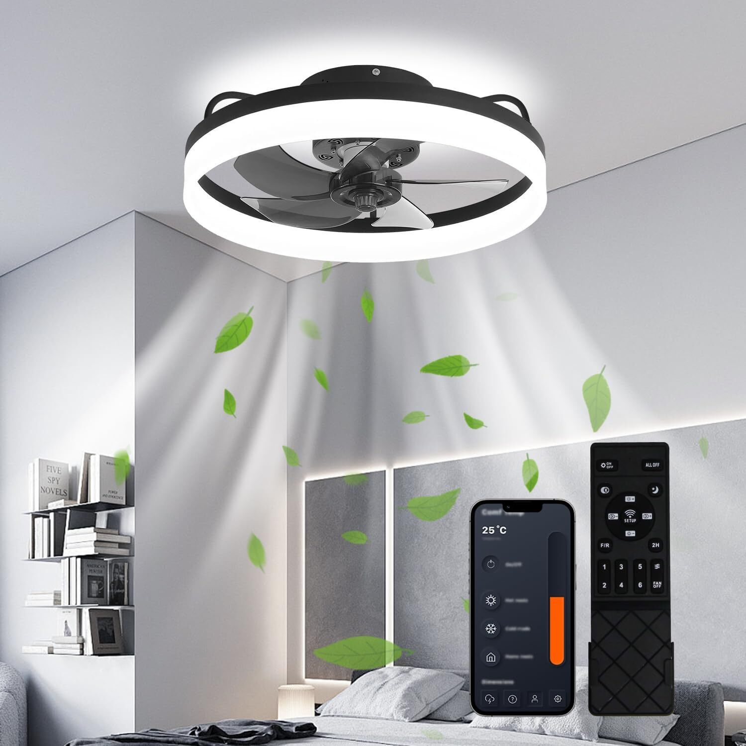 20'' Modern Flush Mount Ceiling Fan with Lights and Remote 3000-6000K Dimmable gallery
