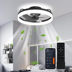 20” Modern Flush Mount Ceiling Fan with Lights and Remote 3000-6000K Dimmable
