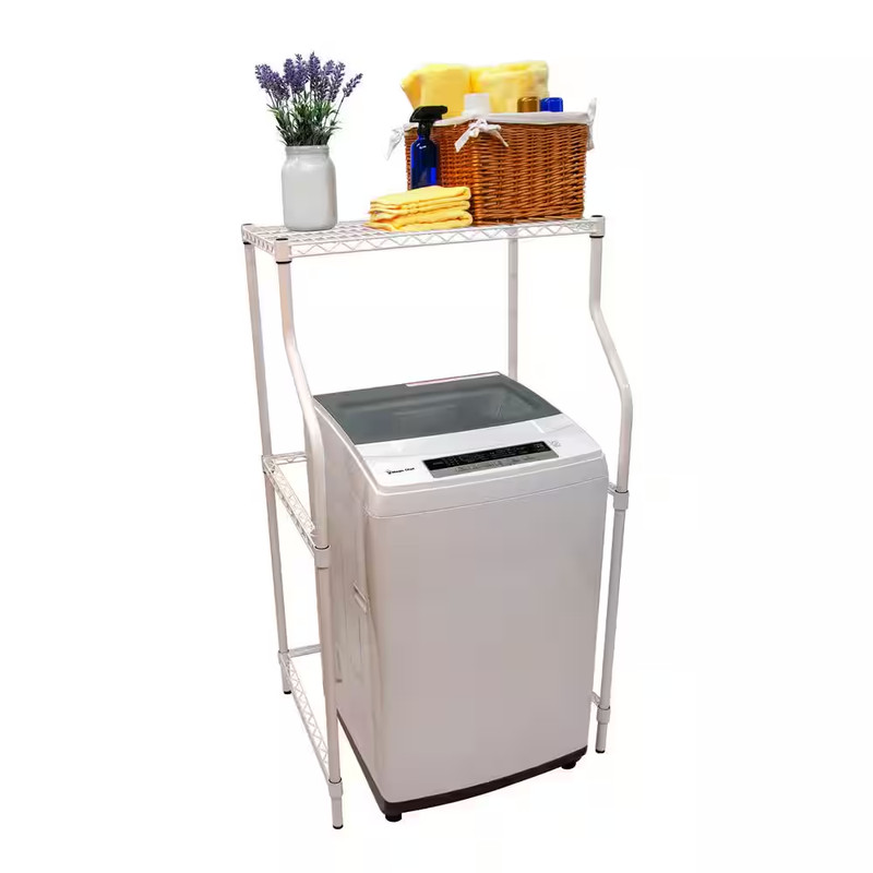 Compact Laundry Appliance Stand Stack Compact Dryer Over Top Washer Stand White gallery