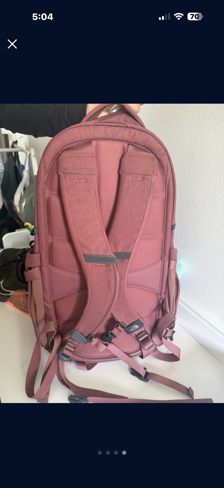 The North Face Maroon Hiking Backpack Zip Closure Polyester Adjustable Straps 3