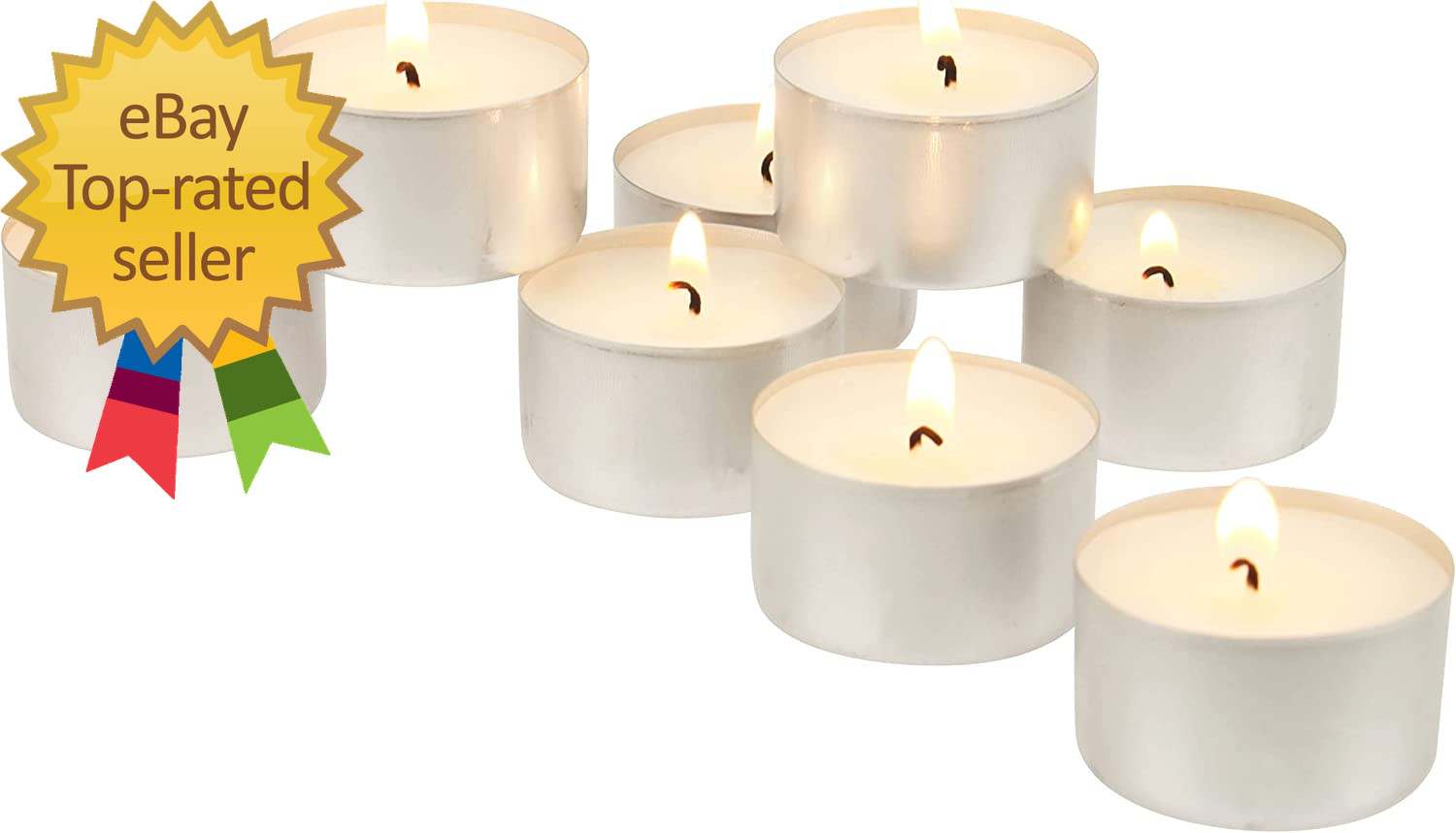 100 Pack Unscented 8 Hour Extended Burn Time Tea Light Candles, White, 100 Count gallery