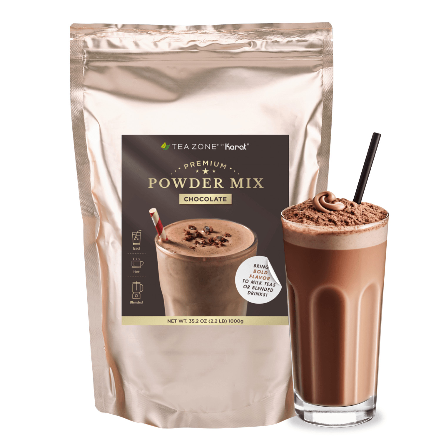 Tea Zone Chocolate Powder (2.2 lbs, P1005) for Chocolate Milk/Boba Tea/Smoothies gallery
