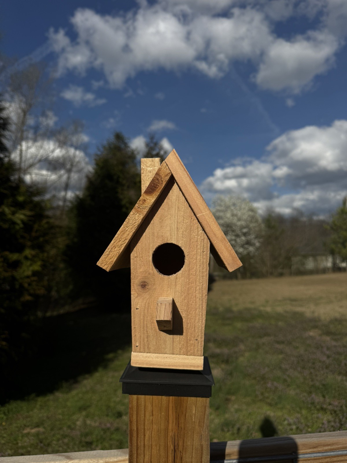 Handmade Cedar Birdhouse w/ Chimney Rustic Outdoor Wren Chickadee Nest Box gallery
