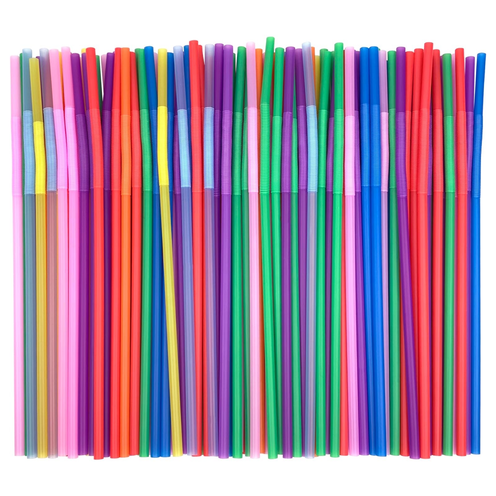 100 Pcs Flexible Colorful Disposable Plastic Bendable Drinking Bendable Straw... gallery