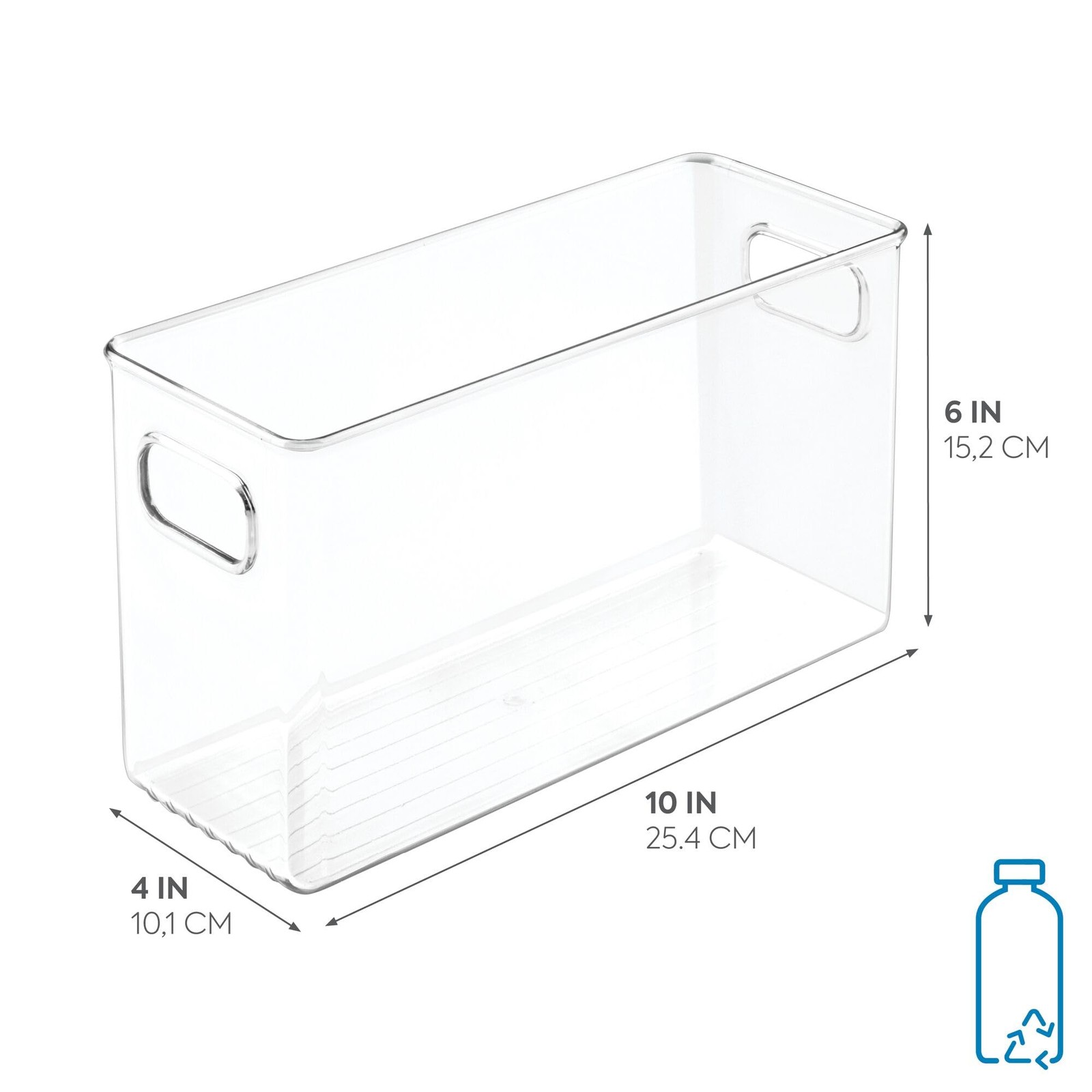 iDesign Slim Clear Plastic Storage Bin, Tall Narrow Organizer Large, Large gallery