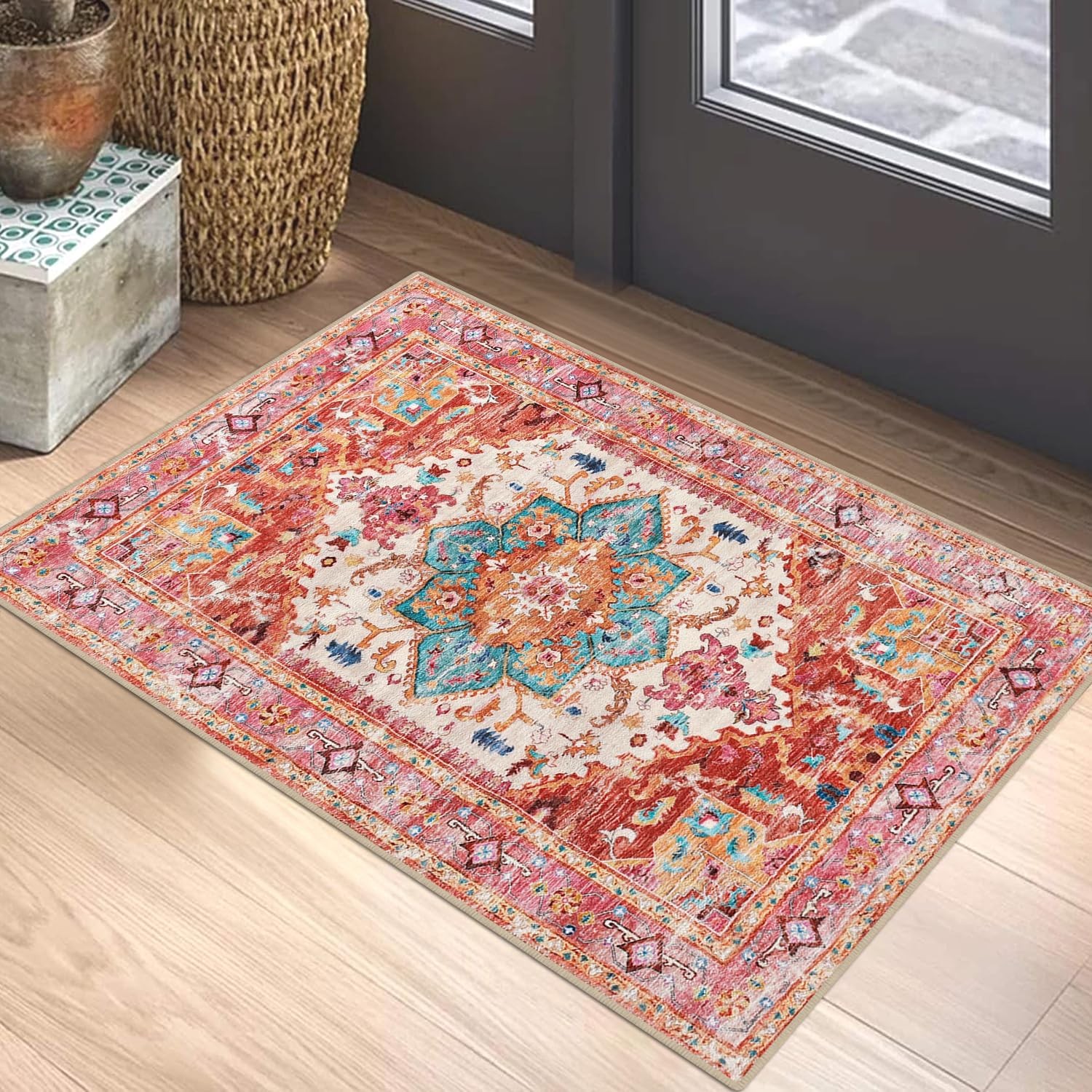 Yamaziot Washable Area Rug, 2x3 Small Entryway 2' x 3' (Rectangular), Pink gallery