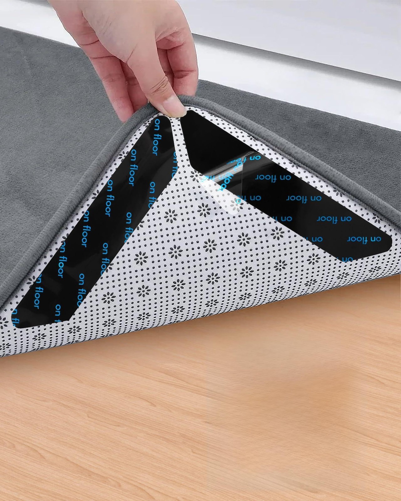 32 PCS Reusable Washable Grippers for Rugs, Highly adhesive and Whtie&black gallery