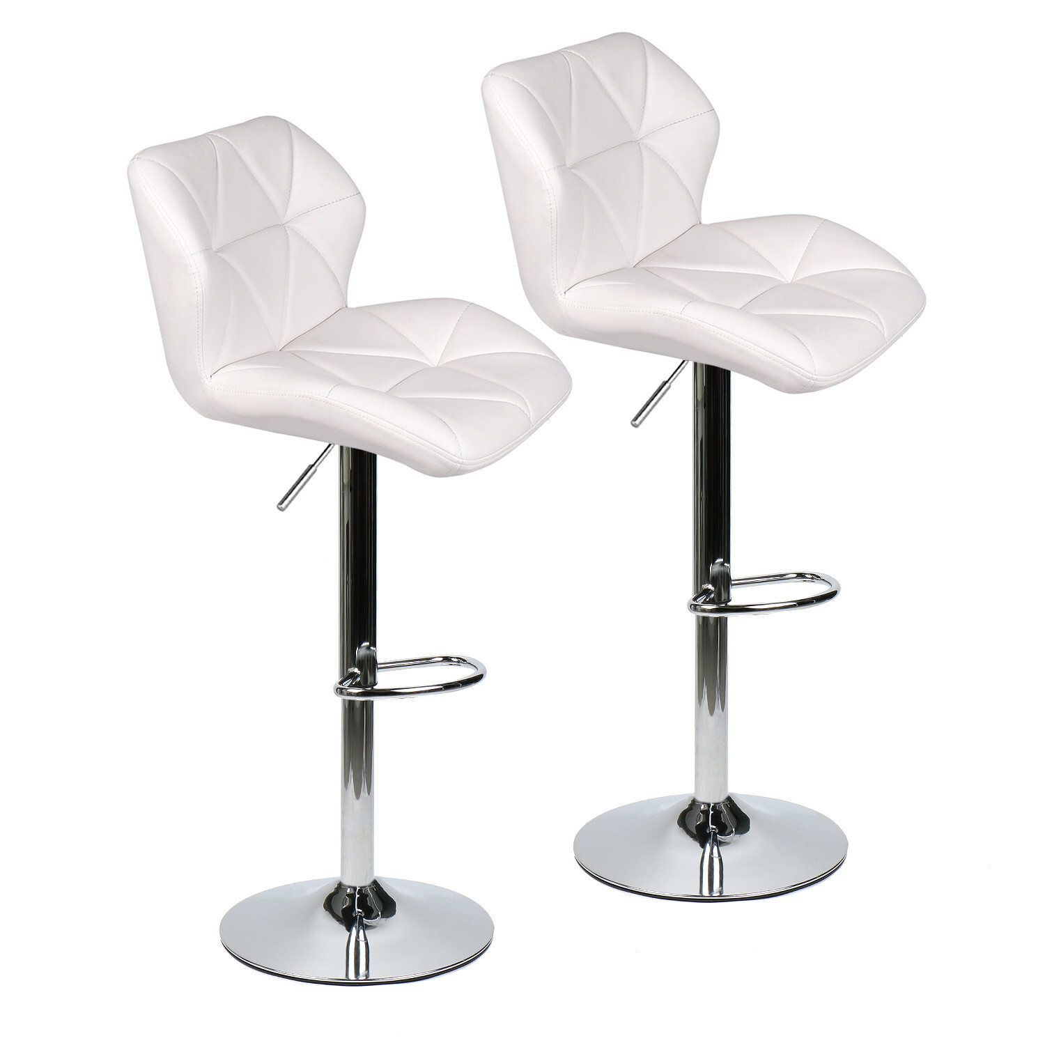 Bar Stools Set of 2 PU Leather Adjustable Height Counter Swivel Dining Bar Chair gallery