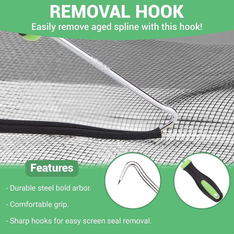 Screen Repair Kit, 32 ft Screen Retainer Spline, Spline Steel Roller, Removal Ho gallery