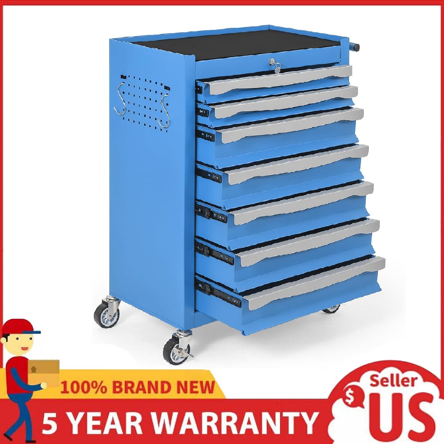 7-Drawer Rolling Tool Chest, Heavy-Duty Metal Tool Storage Cart, Garage Cabinet gallery