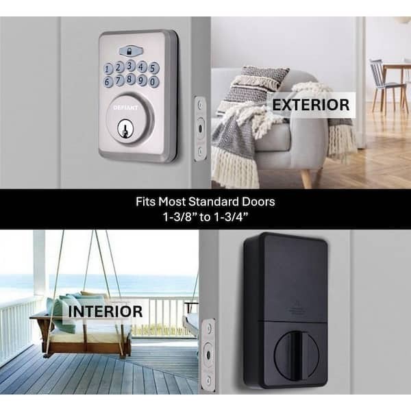 Defiant Electronic Deadbolt Keypad Satin Silver, Backlit LED, ANSI Grade 3 gallery