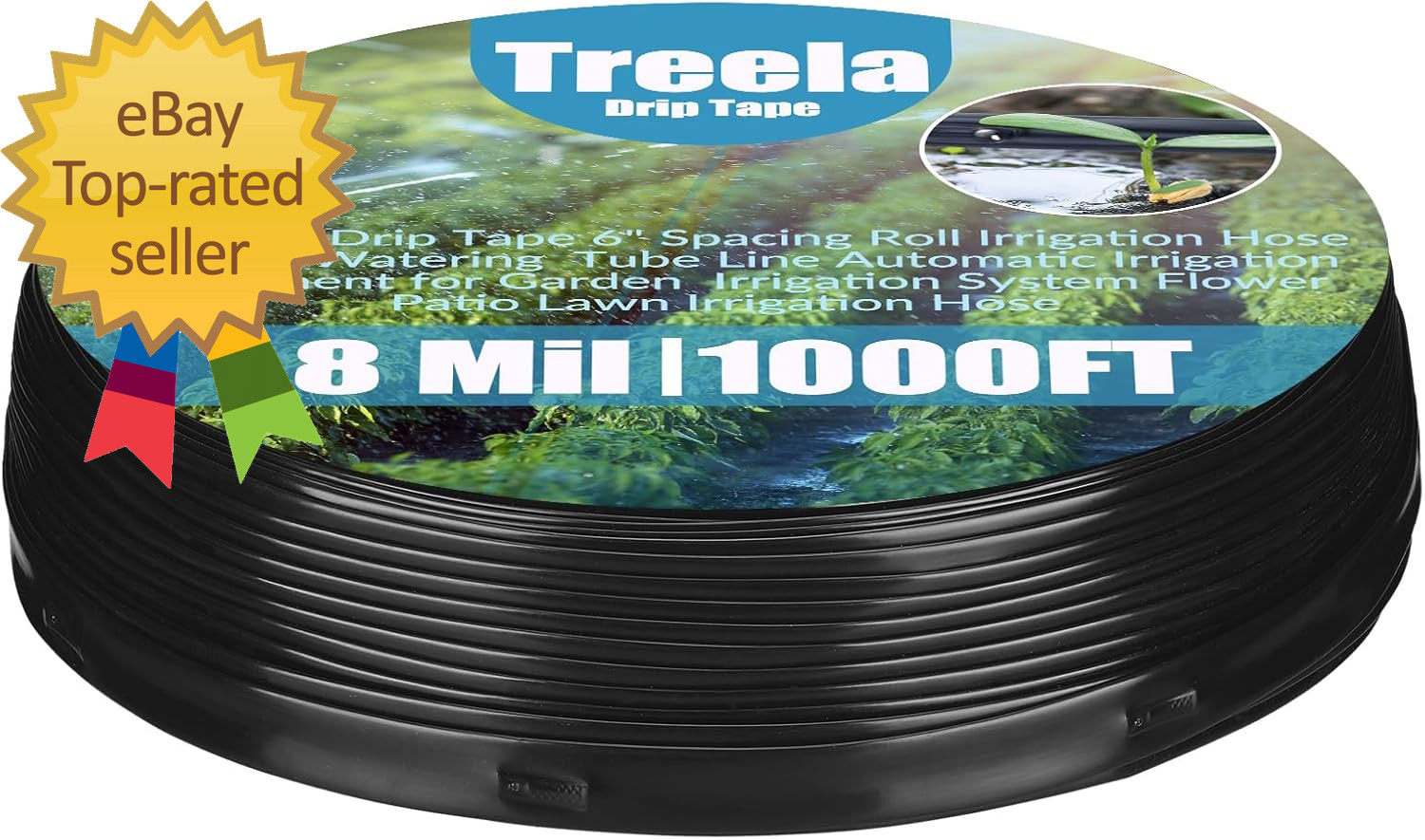 1000Ft 5/8 Inch Drip Tape 6" Spacing Roll 8 Mil Irrigation Hose Garden Watering gallery