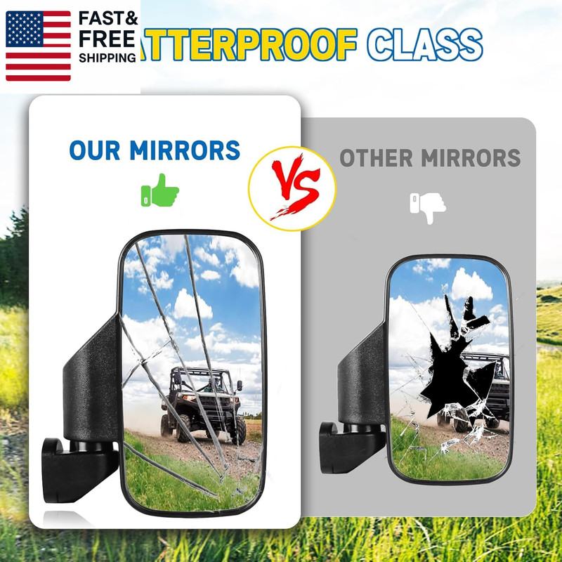 UTV Rear Side View Mirrors Compatible with 2015+ Polaris Ranger 570 900 XP 1000/ gallery
