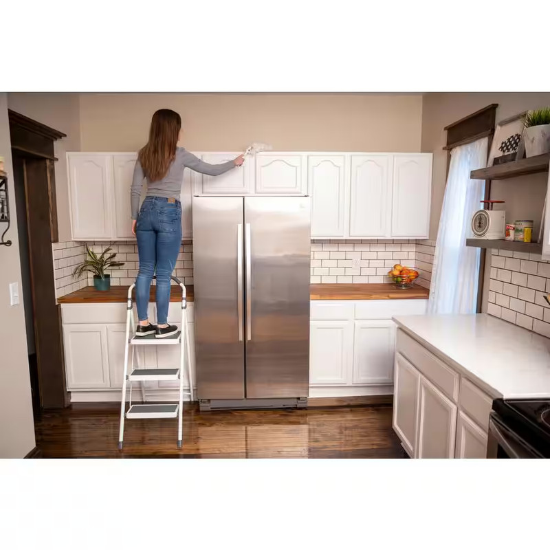 3-Step Steel Lightweight Step Stool Ladder 225 lbs. Load Capacity Type II Rating gallery