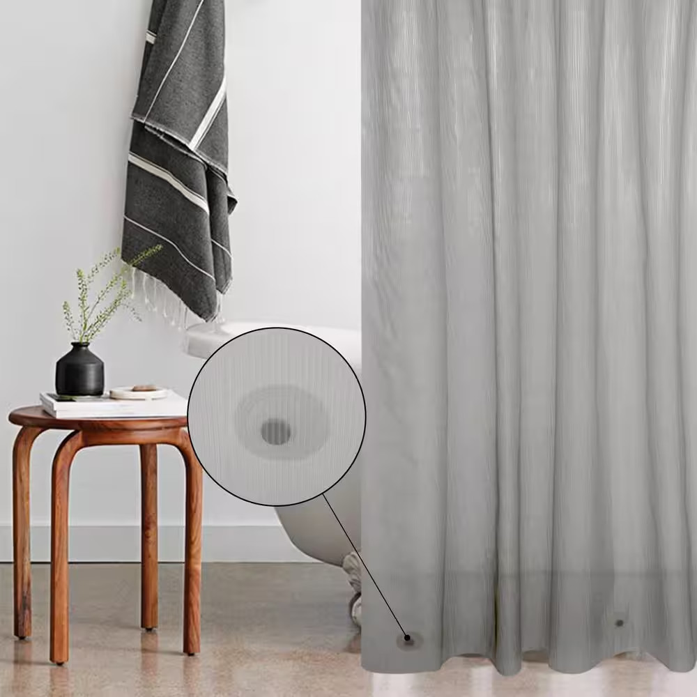 Raystar 70 In. X 72 In. Gray PEVA Plaid Shower Curtain gallery