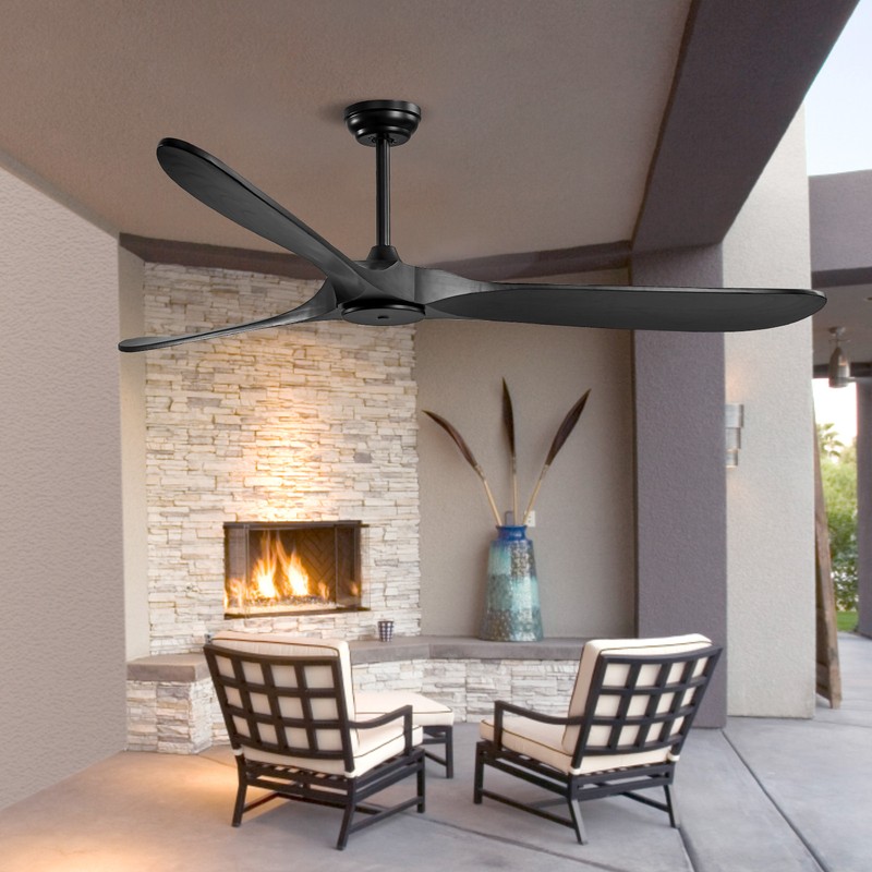 VEVOR 72" Ceiling Fan Remote Control Quiet Reversible DC Motor Wood Blade Black gallery
