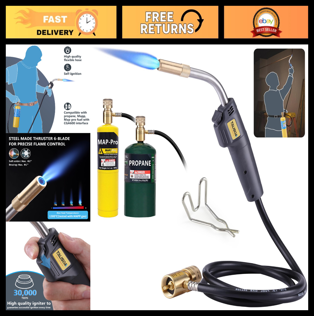 High-Performance Propane Torch Kit - Self-Igniting, 25,000 BTU, 4.9ft Hose, Idea gallery
