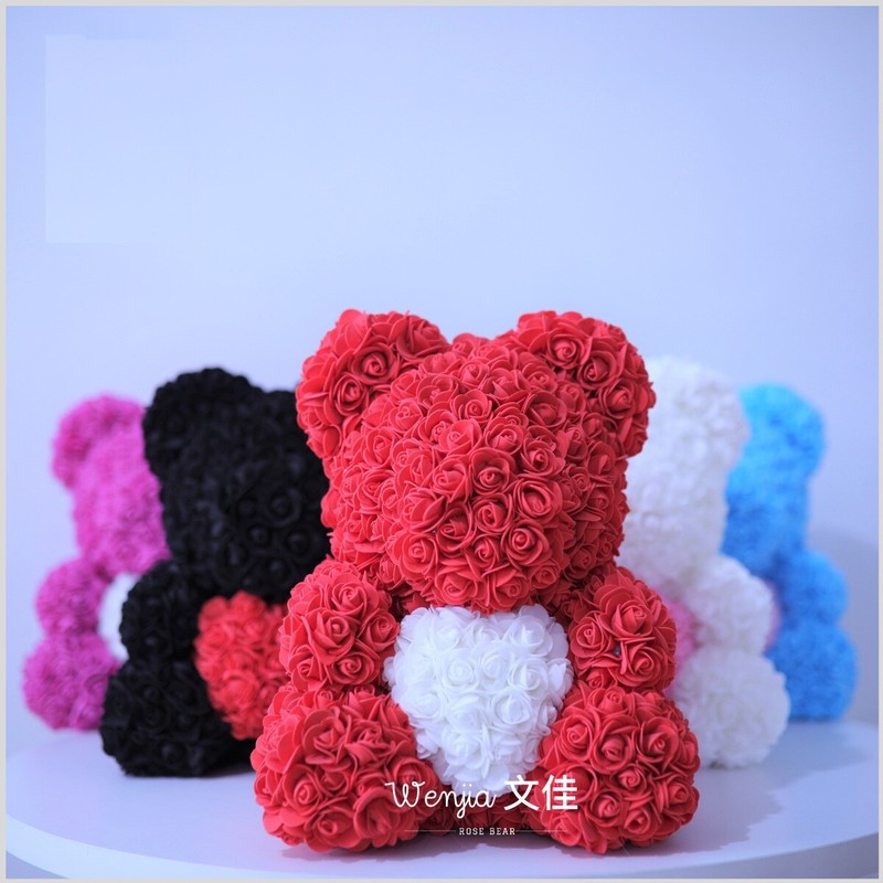 10" Artificial Rose Teddy Bear Birthday Valentine's Day Gift for Girlfriend Wife gallery