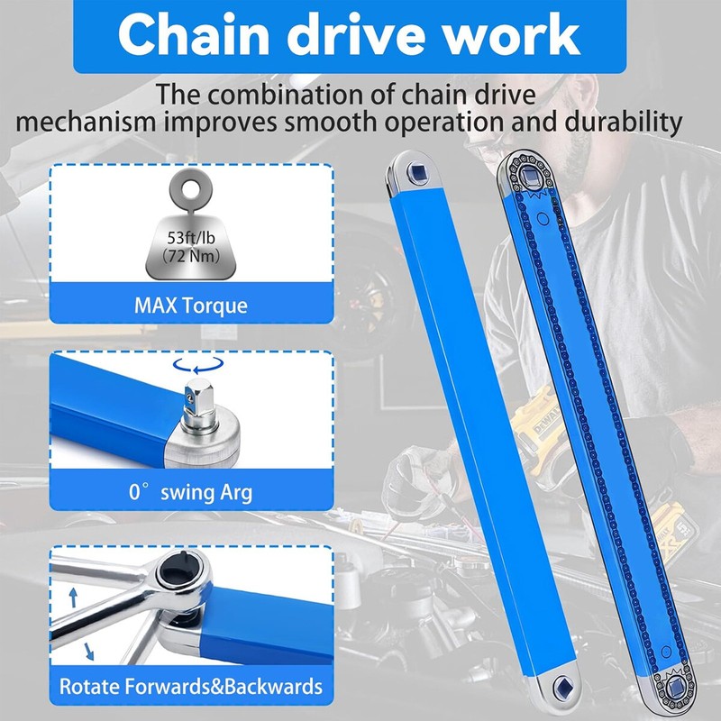 3/8" Offset Extension Wrench Set Socket Ratchet Spanner Extender with Adapters gallery