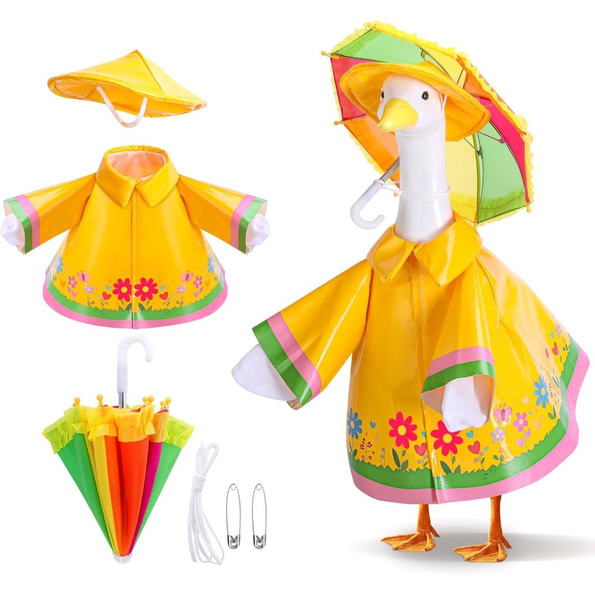 3Pcs/Set Raincoat Porch Goose Outfits Summer Lawn Goose Statue Raincoat Costume gallery