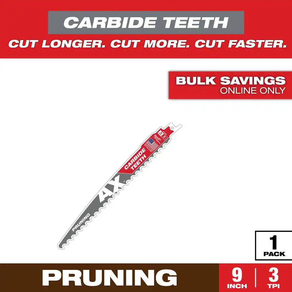 9 In. 3 TPI Pruning Carbide Teeth Wood Cutting SAWZALL Reciprocating Saw Blade ( gallery