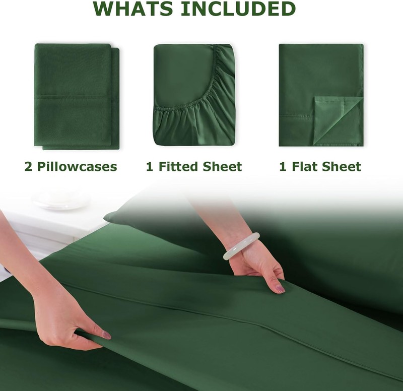 Full Size Bed Sheet Set - 4 Piece Soft Microfiber Sheets with Deep Pockets, gallery