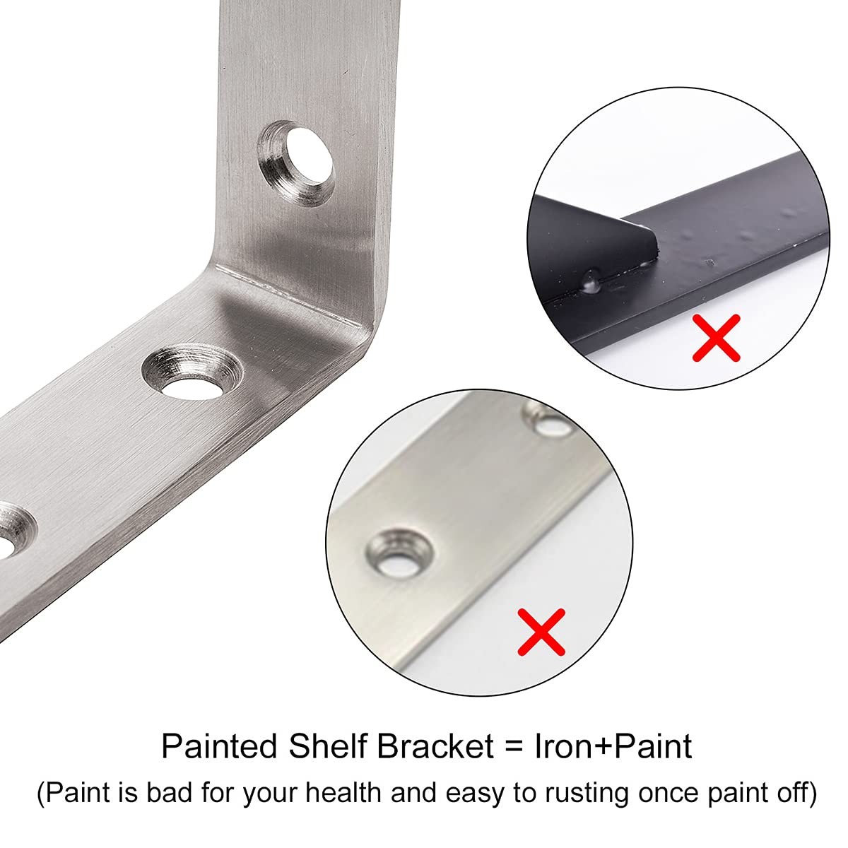 L Bracket, 5" x 3" Max Load: 35lb/15KG Heavy Duty Stainless Steel Solid Shelf... gallery