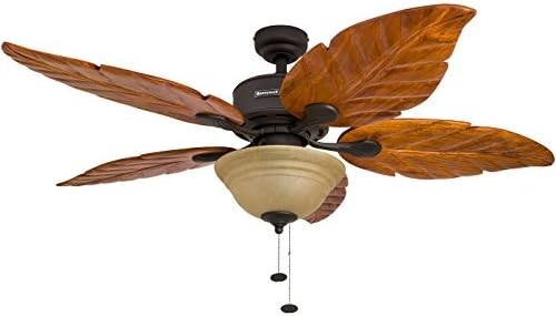 Tropical 52" LED Ceiling Fan with Light & Hand Carved Wood Blades - Bronze gallery