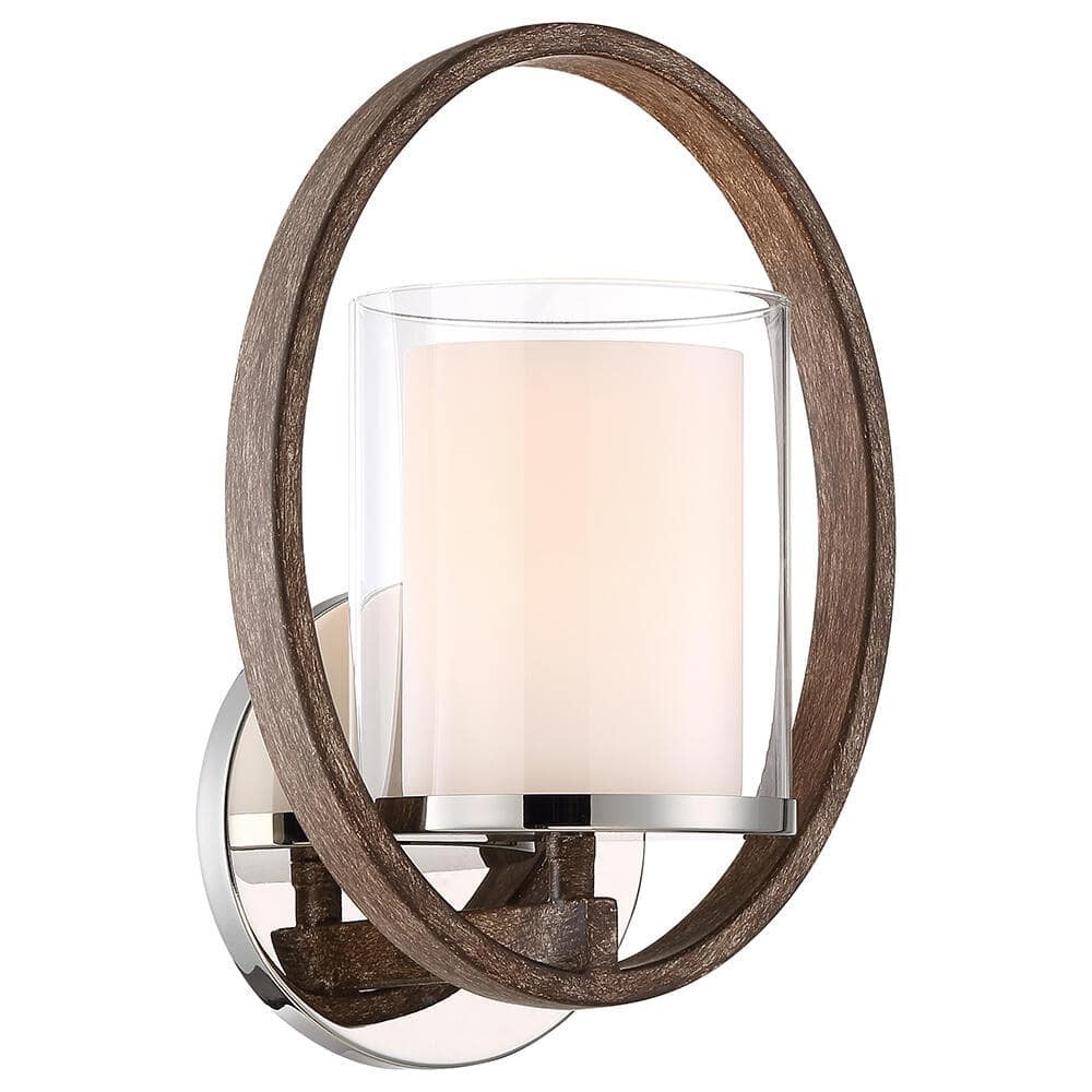 Home Decorators Downing 1-Light Polished Nickel/Corona Bronze Wall Sconce gallery