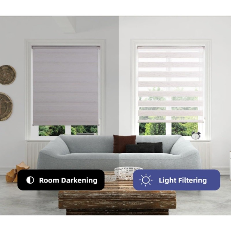 Red Grapes Zebra Blinds Dual Layer Roller Window Shades 42" W x 72" H, Natural gallery
