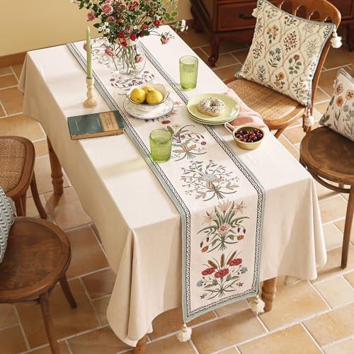 Designer Elegant Linen Table Runner 102 Inches, 12X102 Inches Serenity F gallery