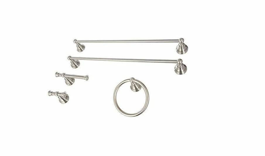 Landia Home 5-Piece Bath Collection Set Brushed Satin Nickel Finish~2 Towel Bars gallery