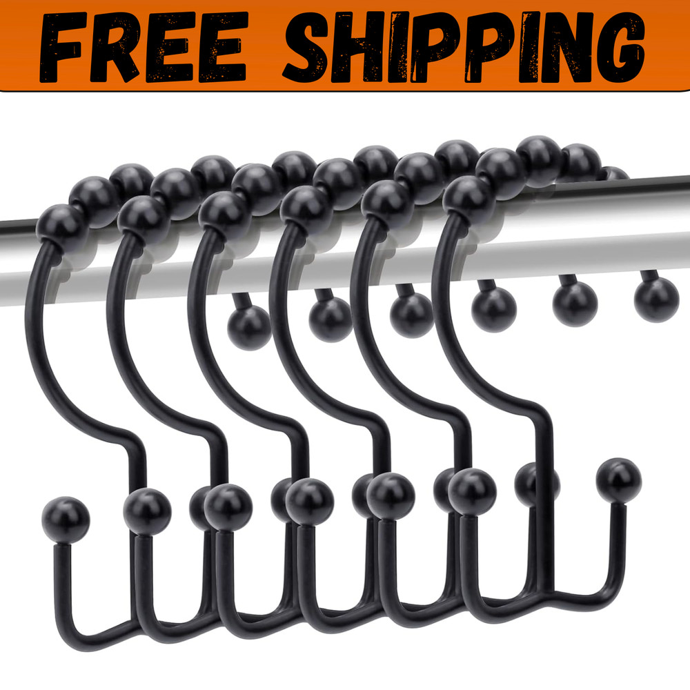 12 Pack Double Sided Shower Curtain Hooks Rustproof Stainless Steel Shower Hooks