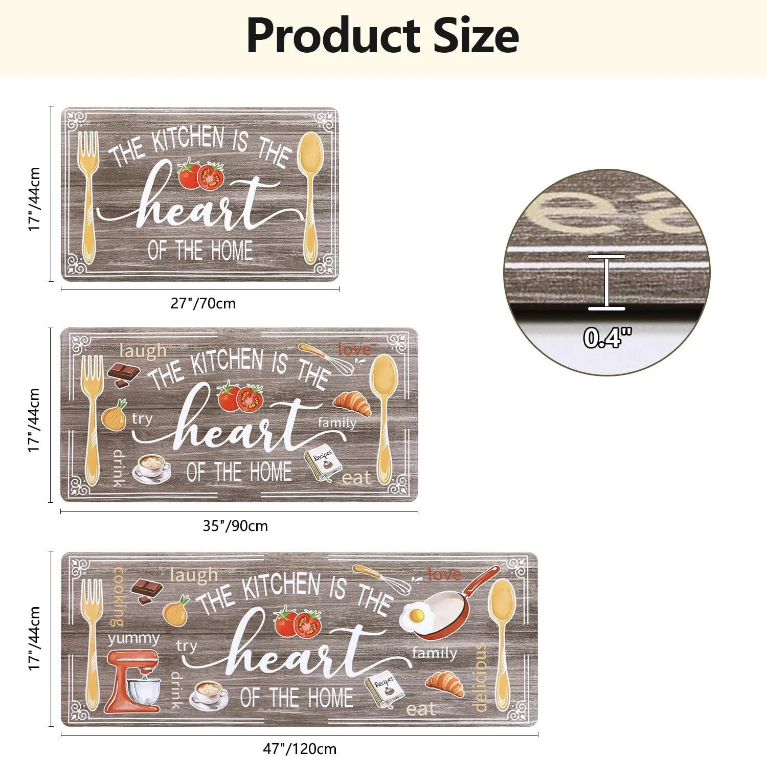 Yamaziot Anti Fatigue Kitchen Rug Set of 3, Non-Slip Waterproof Farmhouse Cushio gallery