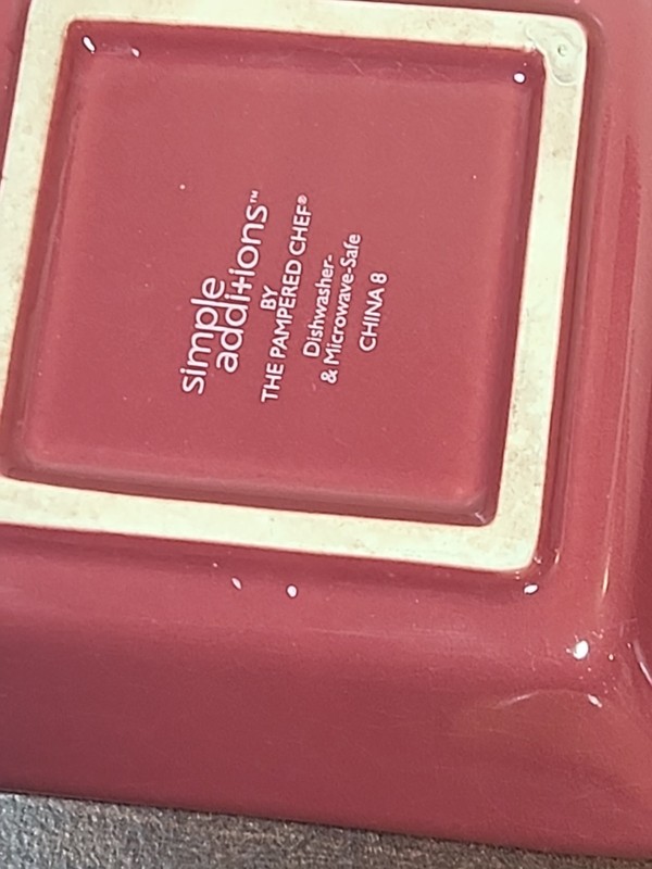 PAMPERED CHEF Simple Additions Squares Set Of 3 Bowls 4.5” x 1" Cranberry eggpla gallery