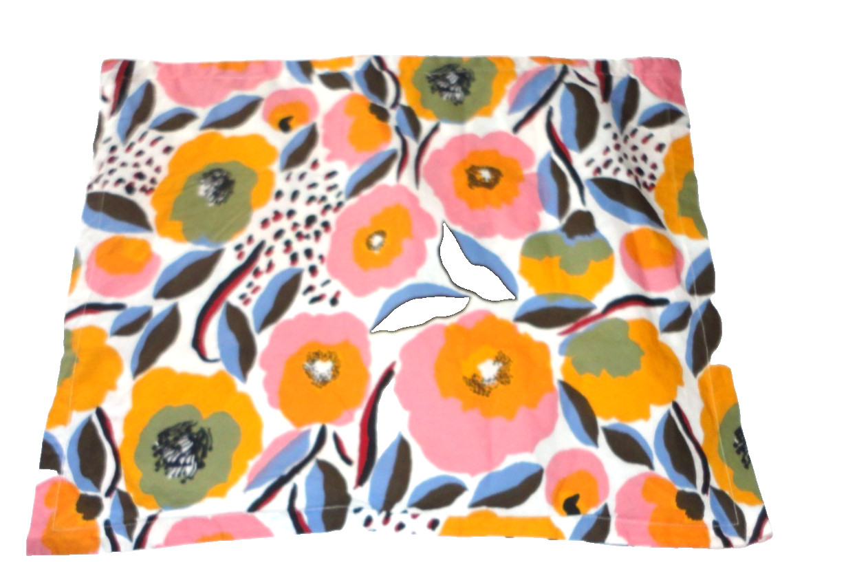MARIMEKKO Rosarium ORANGE PINK BLUE FLORAL (1) STANDARD PILLOW SHAM 20X26 gallery