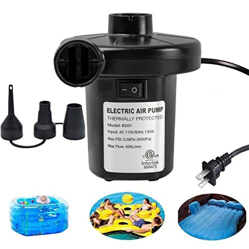 Inflatables Giant Electric Air Pump with 3 Nozzles Quick Fill 110 Volt Inflator gallery